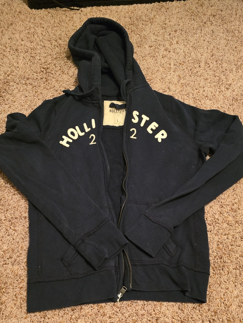 Hollister Navy Full-Zip Hoodie with Hood
